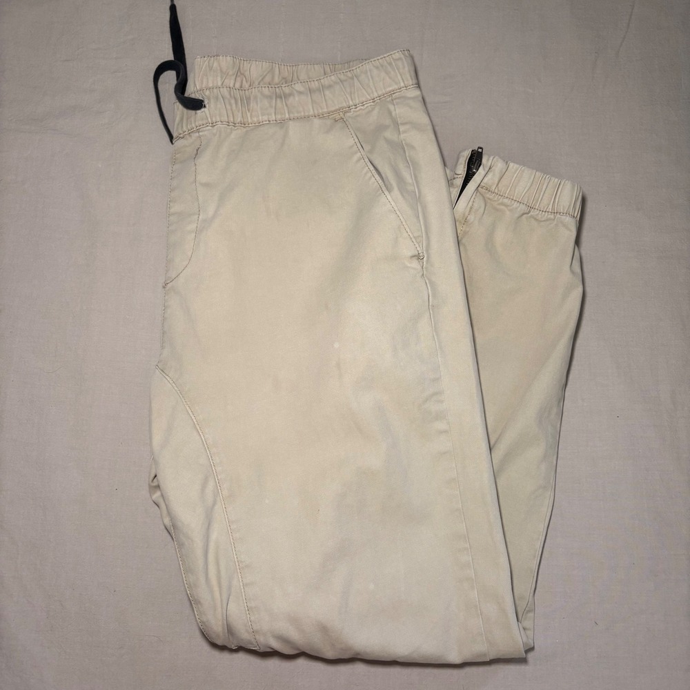 PacSun Los Angeles Mens Tan Khaki Drop Crotch Joggers Ankle Zip Size L‎